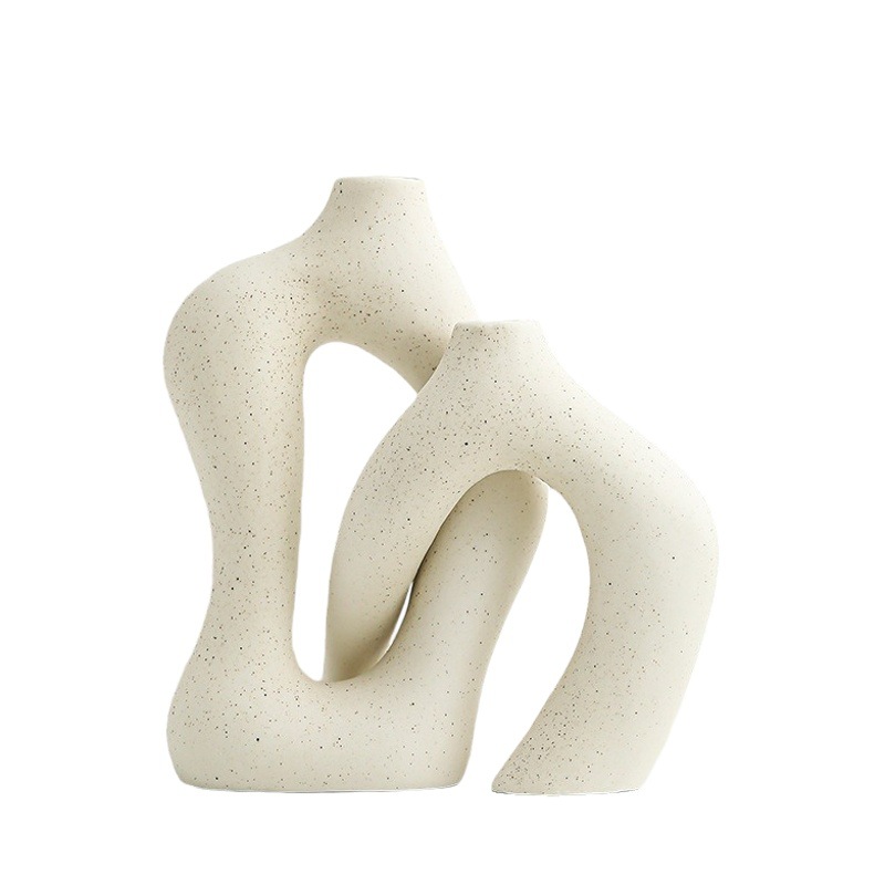 Cerámica arte florero traje combinación alto sentido salón TV gabinete hogar suave decoración del hogar blanco