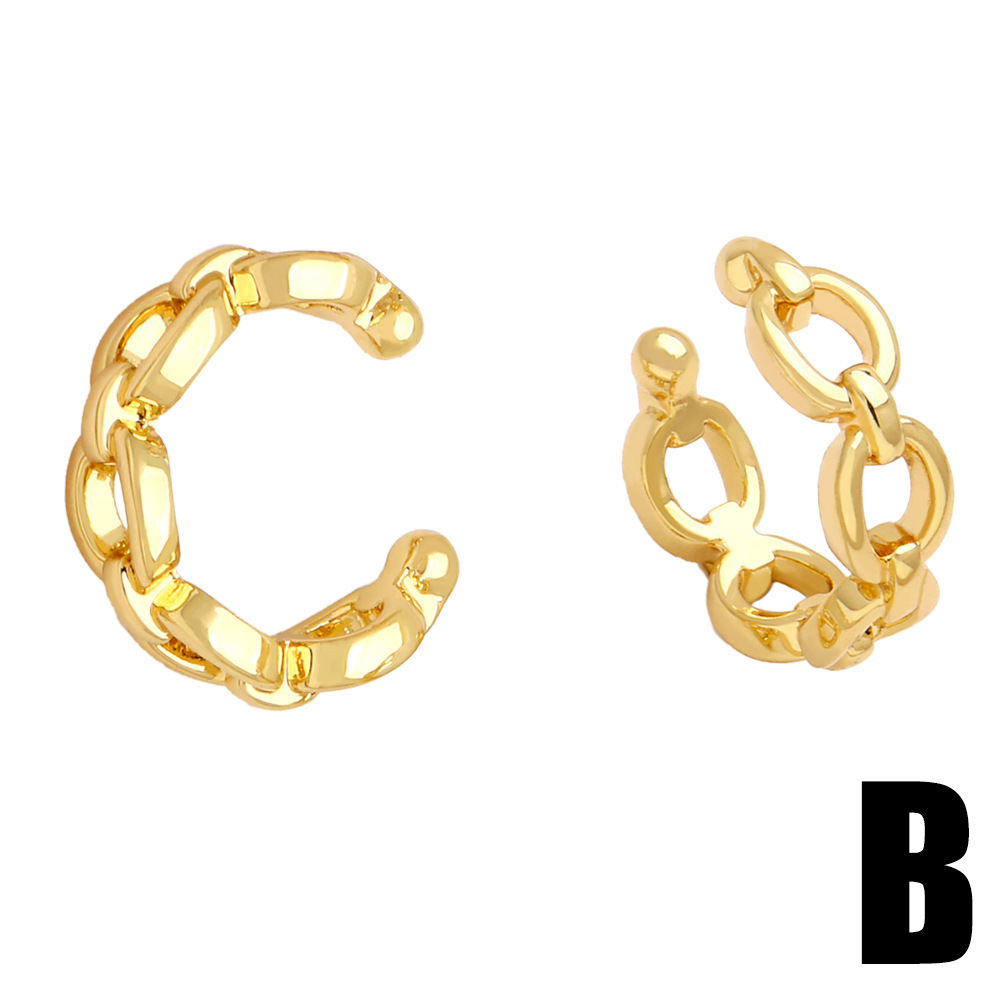 Fashion Geometric Copper Inlay Zircon Ear clips 1 Pair