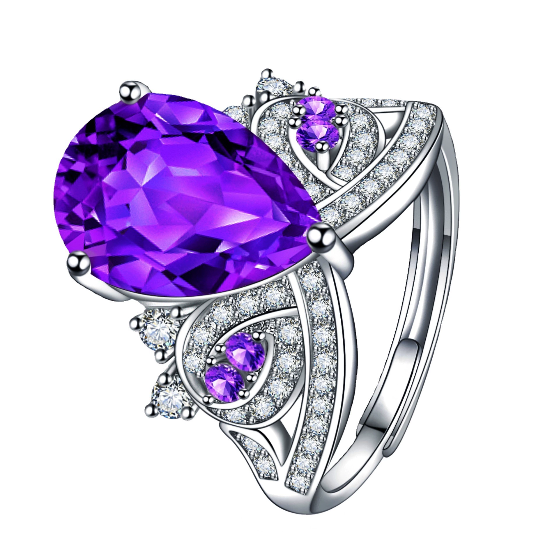 Кольцо-коронка для прямого эфира Douyin Coronated Amecill Purple Diamond Crown Ring of Novel Angel Eye