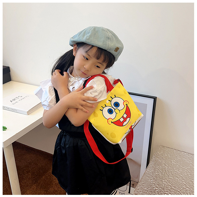 2023 Trendy and fashionable children's canvas cartoon printed crossbody bag, Korean version cute single-shoulder hand-held girls' coin purse undefined