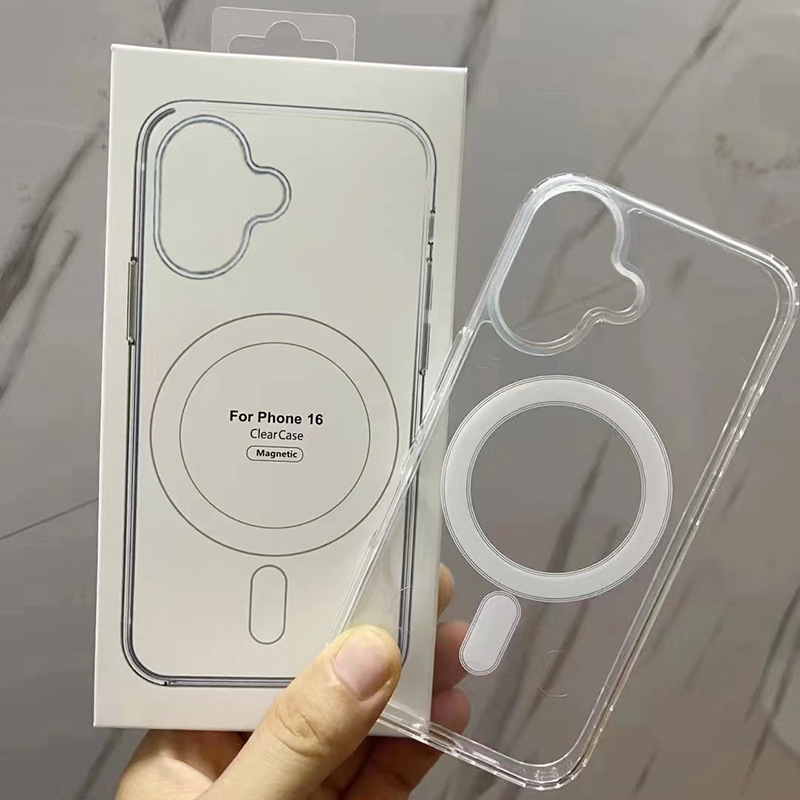 Transparent Apple 16Plus Transparent Magnetic Mobile Phone Hard Shell Magsafe 7Plus/8/Xr/11Pro Protective Case