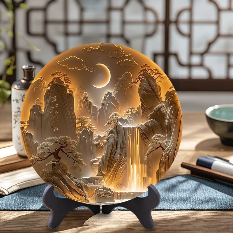 Ancient Style Imitation Relief Stereo Disc Ornaments Study Tea Room Desk Exquisite Table Setting Creative Gifts for Friends