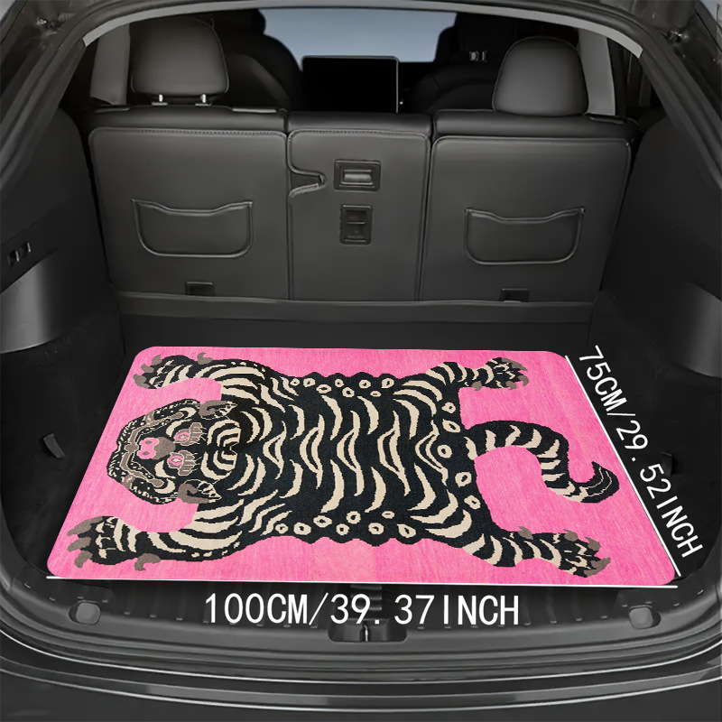 Cross-border generation American retro tiger crystal velvet dirt-resistant easy to take care of car trunk mat non-slip storage mat