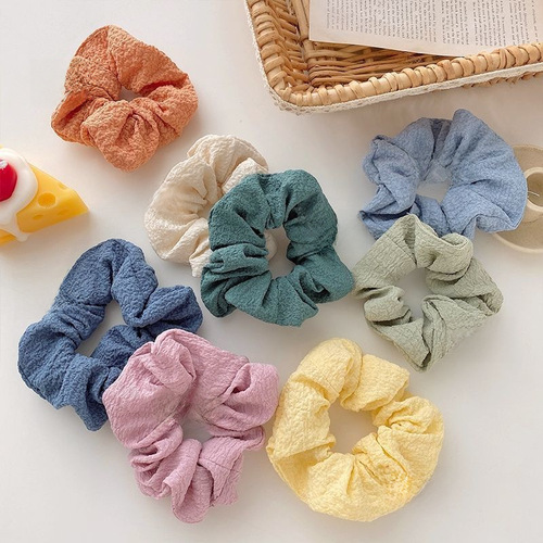 Minimalist Cream Puff Hair Tie Solid Color Large Bow Hair Band for Girls Students Hair Ties for Braiding Versatile Rubber Bands