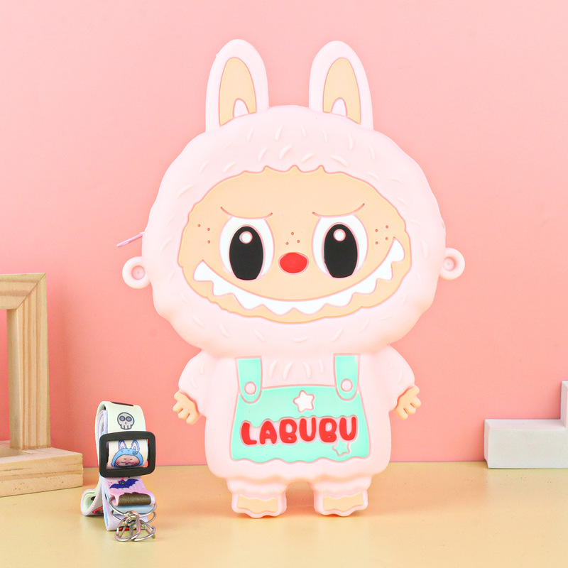 Labubu シリコーン携帯電話バッグ漫画かわいい誕生日ギフト弓シリコーン小銭入れハイエンドクロスボディバッグ|undefined
