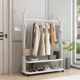 Solid Wood Clothes Hanger Floor-Standing Bedroom Home Clothes Rack Modern Simple Indoor Coat Rack Simple Clothes Drying Rack
