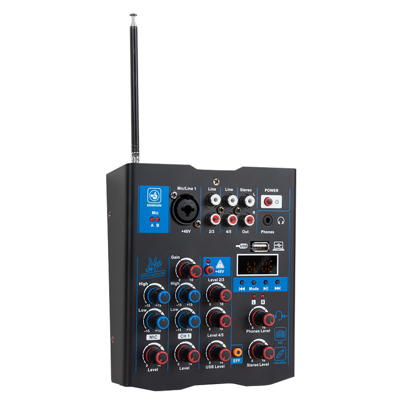 Grabación de computadora karaoke transmisión en vivo TikTok pequeño hogar KTV con micrófono dual diente azul de trigo con mezclador de efecto de mezcla