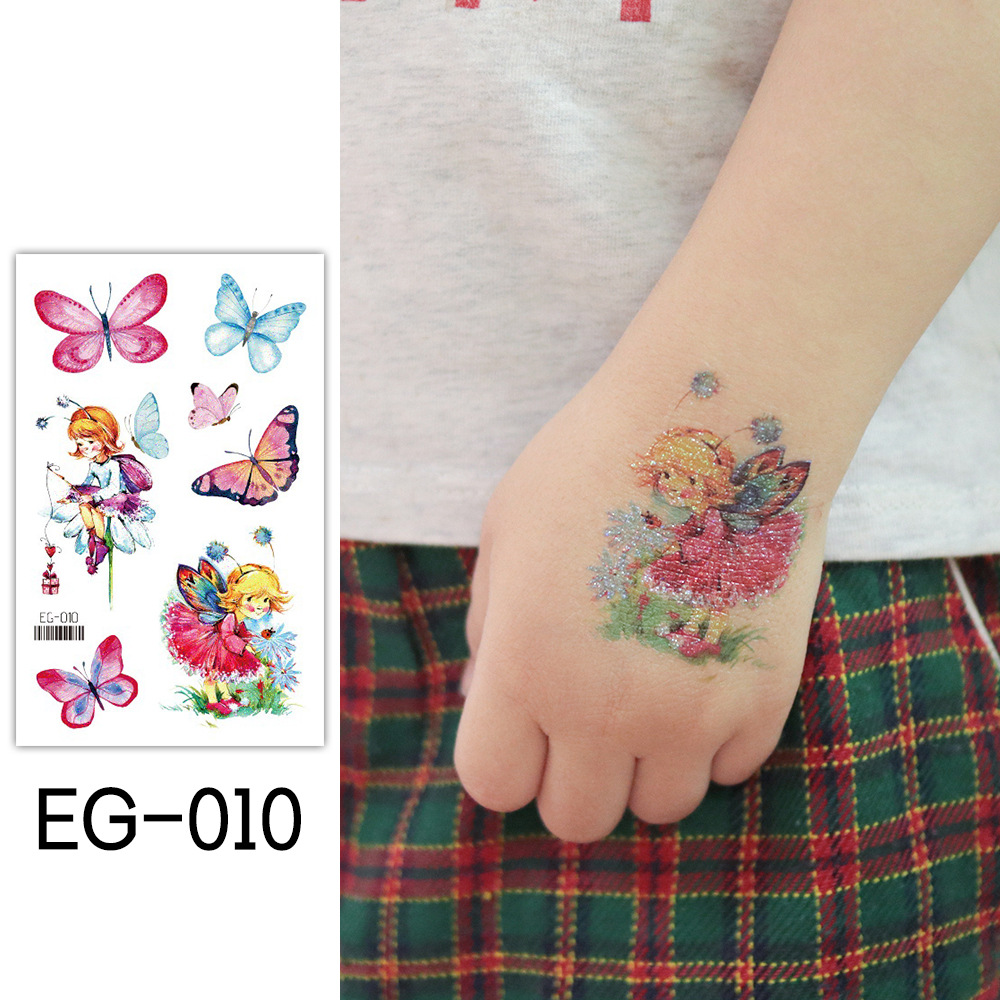 Ruikarong transfronteriza de dibujos animados brillo sirena tatuaje pegatinas mariposa impermeable niños tatuaje pegatinas ventas directas de la fábrica