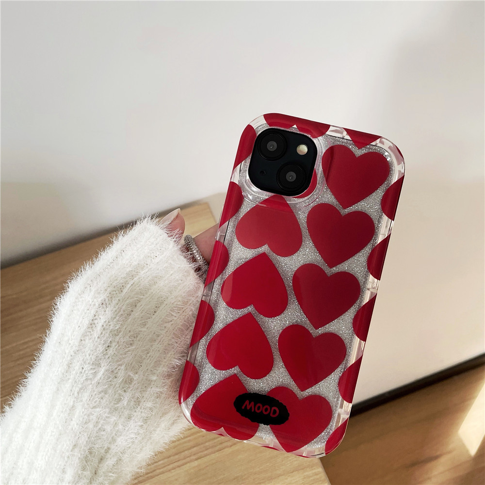 Title 3, Şeffaf Oyuk Kırmızı Kalp Telefon Kılıfı