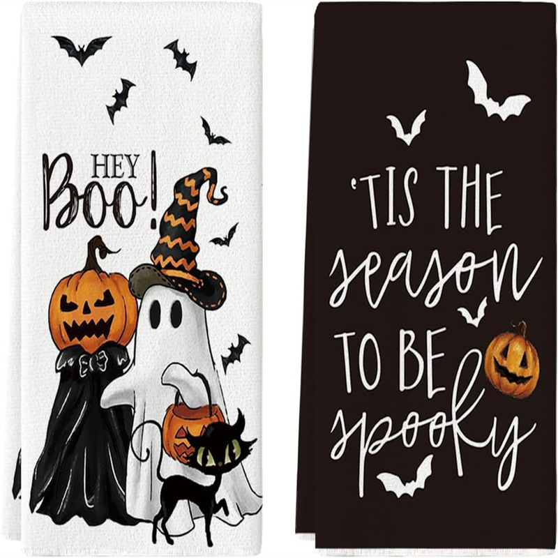Cross-border supply microfiber Halloween green elf printed towel kitchen suction towel face towel Cross-border supply microfiber Halloween green elf printed towel kitchen suction towel face towel