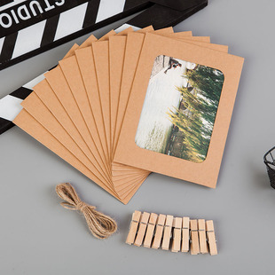 Kraft paper photo frame 345678 inch hanging retro style home dormitory background photo wall creative combination frame