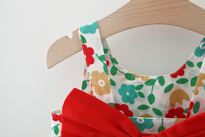 High Waist Waist Line Cute Flower Soft Treatment Girls Dresses