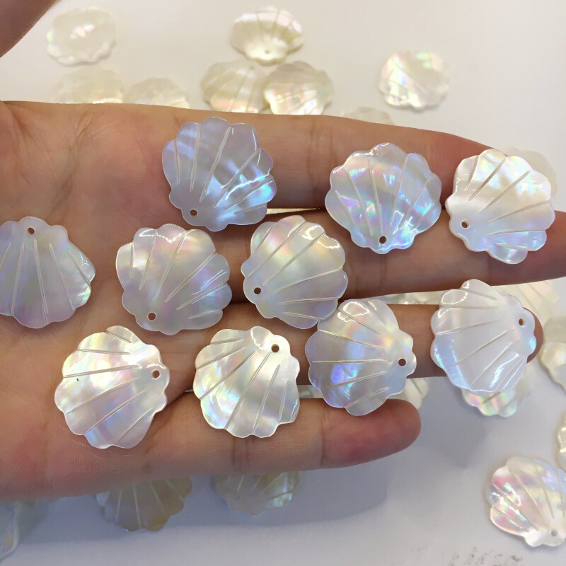 American Shell 22mm Each Piece Iridescent Scallop Pendant DIY Jewelry Accessories Handmade Materials