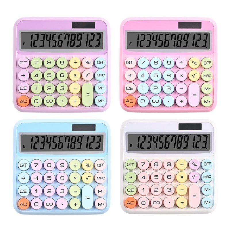 Solar calculator 12-digit digital display large key science computer students use high-value calculator portable