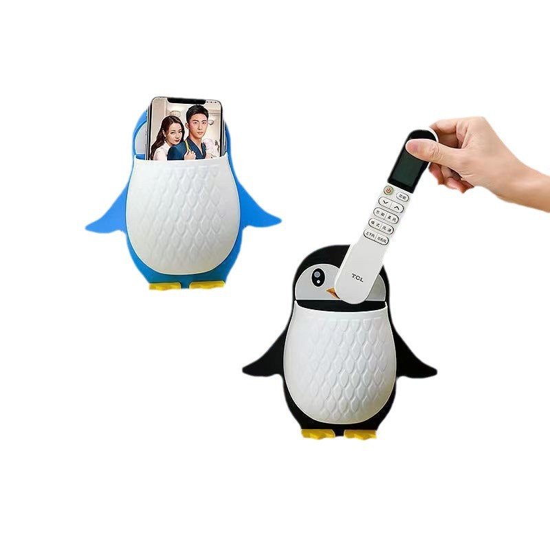 Rack de almacenamiento de pingüino de dibujos animados transfronterizo herramientas de maquillaje caja de organización baño cepillo de dientes rack de almacenamiento montado en la pared en stock