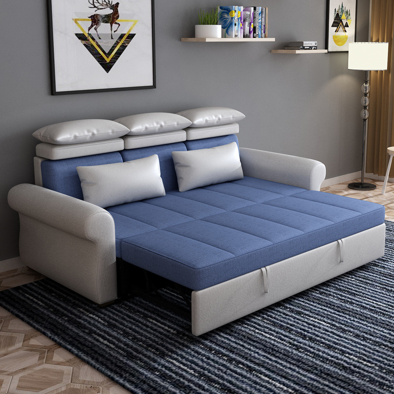 Tecnología de tela sofá cama plegable sala de estar pequeño sofá doble triple multifuncional sofá cama de doble uso