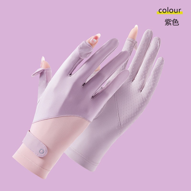 Guantes de protección solar de seda de hielo de verano para mujer antideslizantes de alta elasticidad pantalla táctil transpirable conducción al aire libre guantes de protección UV