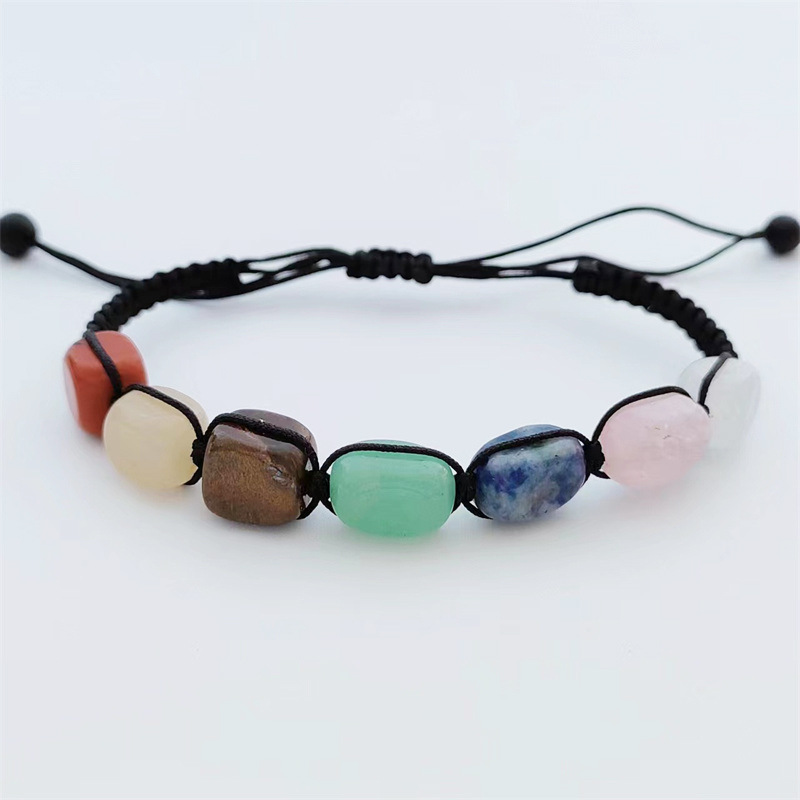 Pulsera tejida de cristal colorido exótico, pulsera asimétrica hecha a mano, pulsera geométrica de piedra energética para yoga