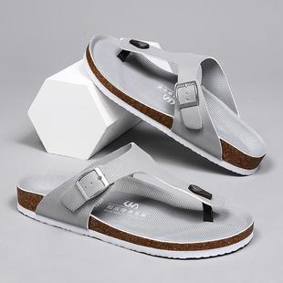 Durable and Comfortable Elastic Cork Shoes for Women, Closed-Toe Casual Buckle Retro Fashion Half-Wrap Outdoor Sandals Trendy 56116