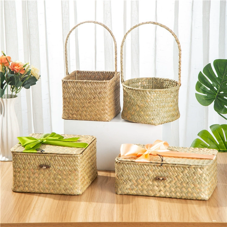 Свадебный подарок подружки невесты Свадебный магазин коробка конфет Соломенная Корзина квадратная корзина для хранения подарочная коробка Цветочная корзина оптом