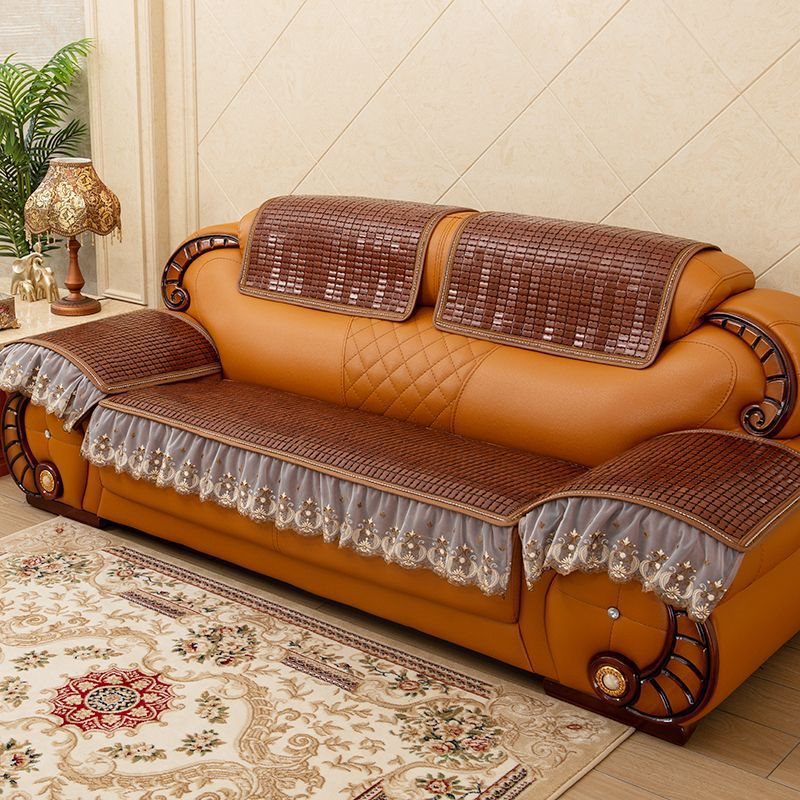 夏季皮沙发坐垫麻将老式123组合凉席防滑夏天款竹席垫沙发垫