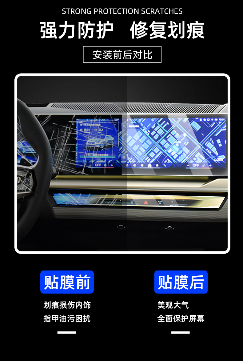 For 24 BMW New 5 Series 530Li/525Li Navigation Tempered Film i5 Special Interior TPU Protective Film