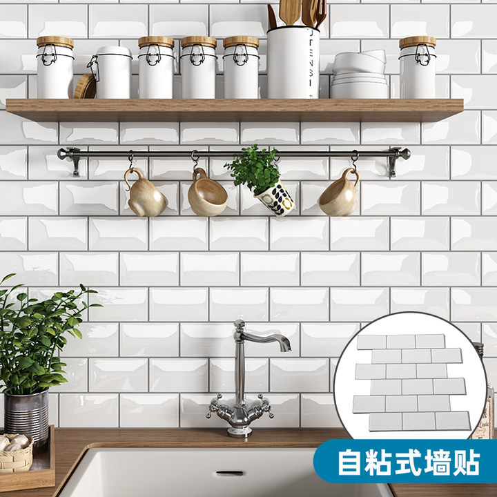 Creativo ladrillo blanco autoadhesivo 3D pegatinas de pared epoxi impermeable aceite decoración de interiores papel tapiz ventas directas de fábrica