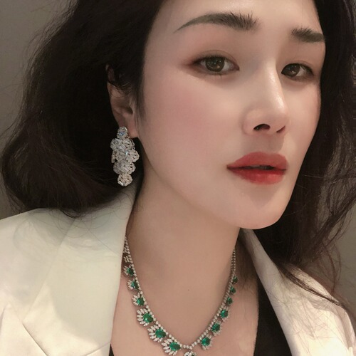 925银针重工几何菱形耳环时尚气质新娘配饰晚宴大气耳饰品批发