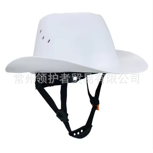 Ce Western Cowboy Hat Safety Helmet Western Outlaw Style Construction Helmet with Full Brim Sunshade Safety Helmet