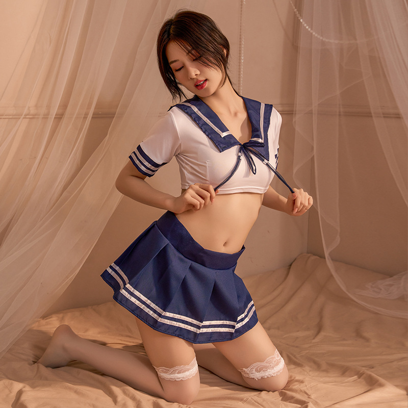 Uniforme de sirvienta en la cama tentación sexy minifalda sexy marinero jk ropa interior traje caliente