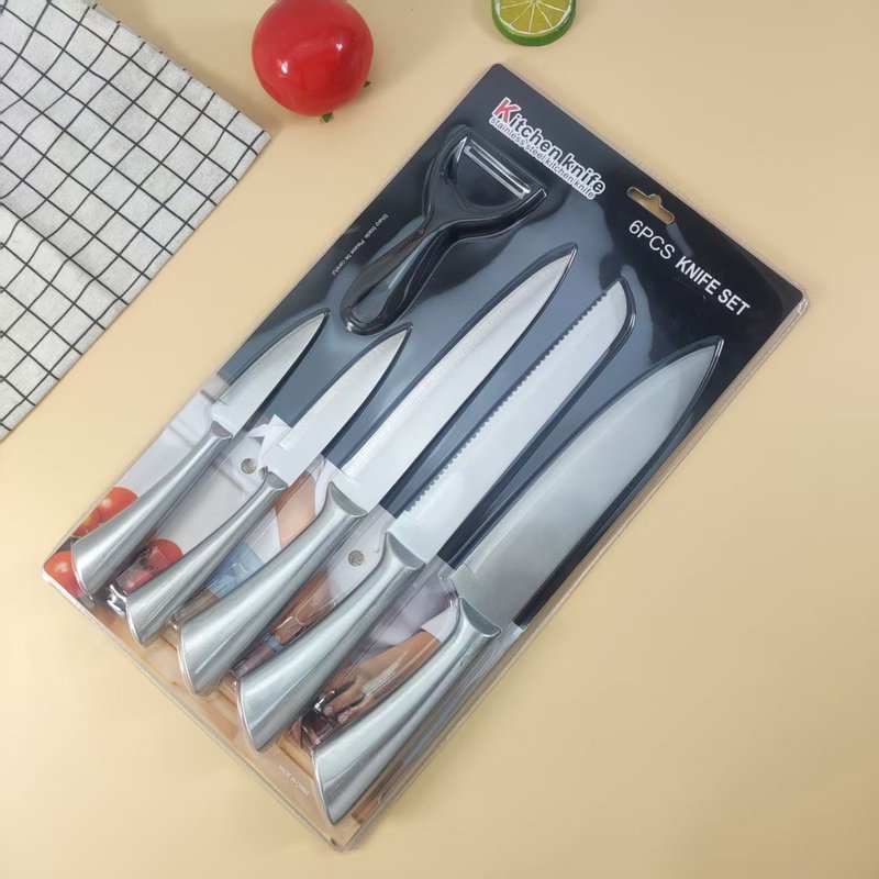 ブリスターパック ステンレス中空ハンドルカッター ウメおろし器 6点セット ギフト包丁 パンナイフ フルーツナイフ 万能ナイフ|undefined
