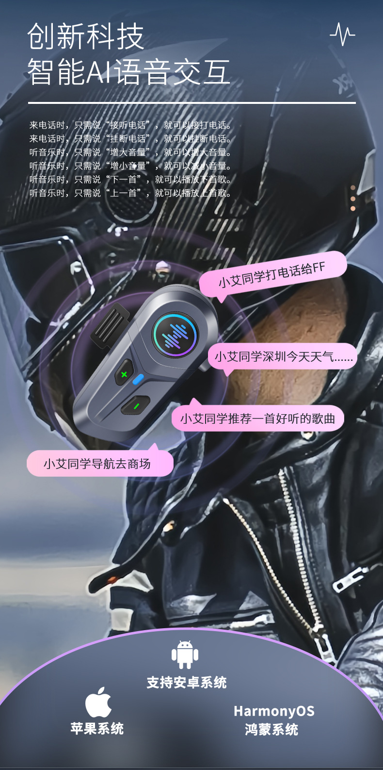 Intelligent Voice Control Helmet Bluetooth Headset Full Helmets Revealed Helmets Private Model Voice Control Helmet Headset Source Manufacturer