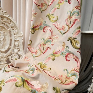 Herun French Retro Luxury Embroidered Velvet European American Living Room Bedroom Room House Classy Curtains