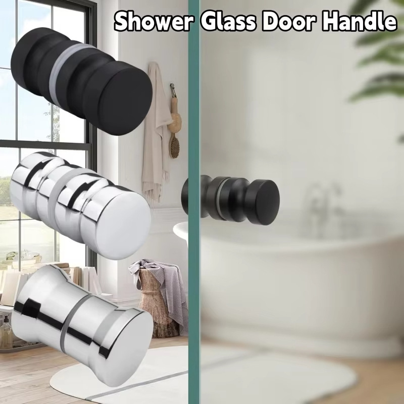 Shower Room Glass Door Handle Kitchen Sliding Door Display Cabinet Cylindrical Single-Hole Black Bathroom Door Small Handle Shower Room Glass Door Handle Kitchen Sliding Door Display Cabinet Cylindrical Single-Hole Black Bathroom Door Small Handle