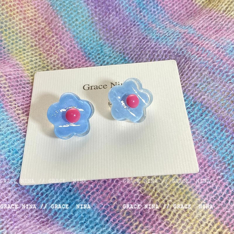夏の落書き〜ピアスのない女性のためのカラフルな花のイヤークリップ 2023 新しいホットスタイル y2k 気質甘いイヤリング