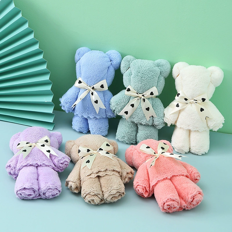 Коралловый бархатный медведь полотенце креативный костюм подарок ручной подарок открытие свадебного магазина день рождения полная луна набор вышитый логотип оптом