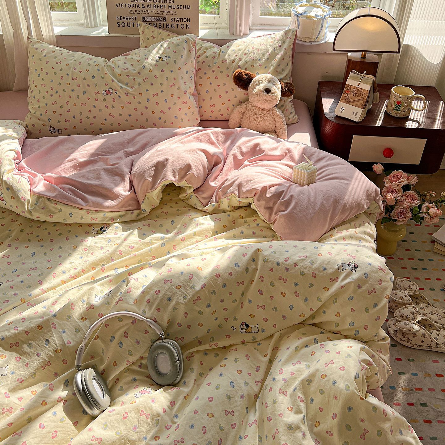 Una clase de cama ultra suave cuatro piezas de grado madre-infantil puede dormir desnudo sábanas cubierta de cama dormitorio de estudiantes tres piezas