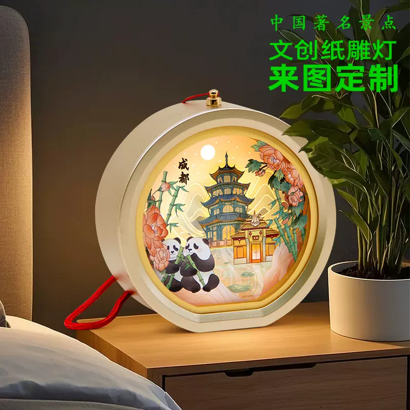 纸雕灯笼diy手提城市地标图案纸雕灯创意礼品纸雕灯笼一件代发