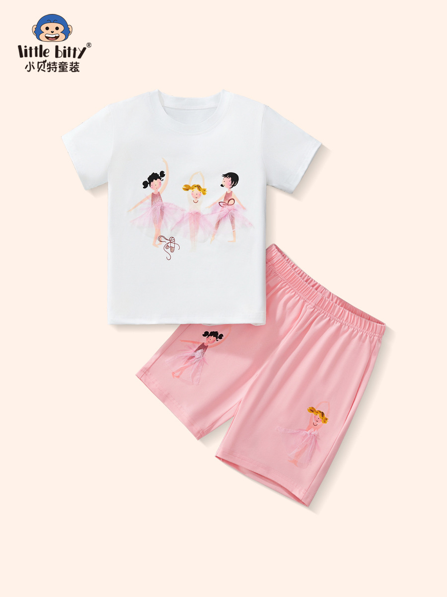 Little Bitty verano nuevos niños dulces y lindos pantalones cortos de manga corta moda casual ropa de dos piezas