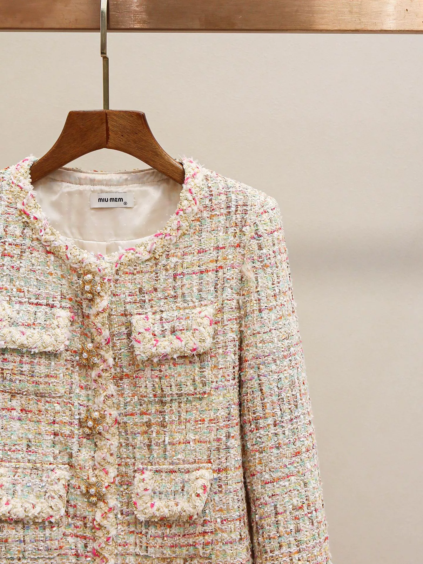 Осенняя тканая куртка, высокий уровень, французский стиль, стиль Chanel, круглый ворот
