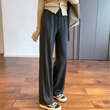 升级版 腿长1米8 软糯垂顺不易皱不粘毛阔腿长裤直筒拖地裤