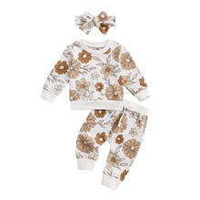 A 25965 Floral Print Hoodie Set Headband �黨�l�����b �羳��