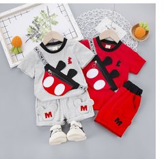 Men's Baby Summer Short Sleeve Split Suit 1-3 Years Cartoon Stylish Cotton T-shirt Korean Style Children's Fashion