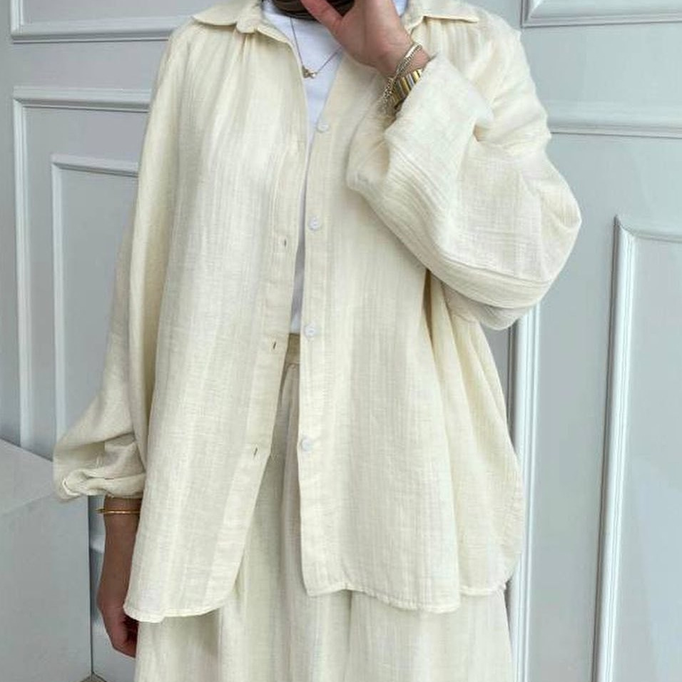 Women's Fashion Casual Suit Puff Sleeve Shirt And Skirt Set Spring Autumn New Cross Border Foreign Trade Clothing_ecoleips.com