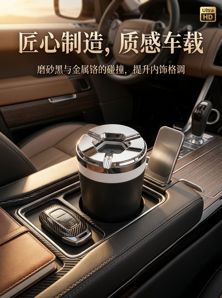 Rotating ashtray, windproof, light luxury, home use, creative, sealed, stylish, personalized, office use, with lid, personalized, car ashtray
