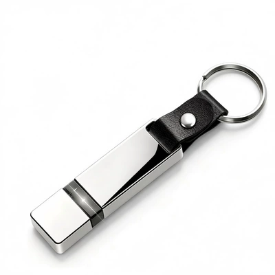 Cross-border creative battery-free car double-sided metal mini keychain USB anti-static wholesale (Car key bag) - rectangular-static-point-stick-black
