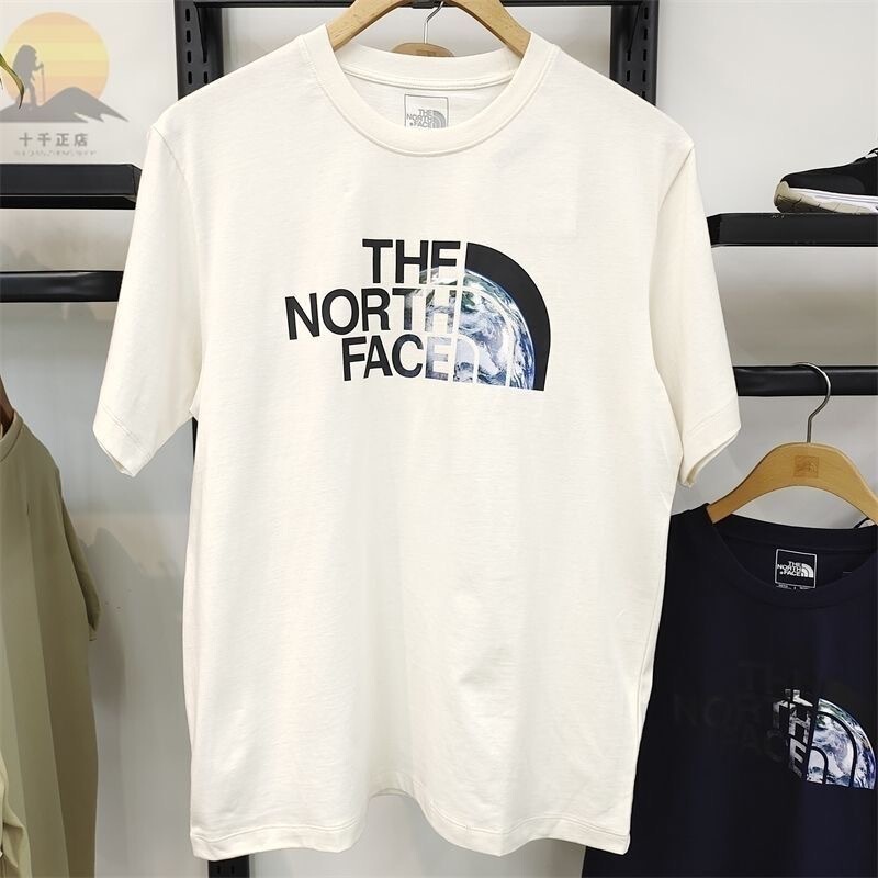 Summer Men's Clothing North Face Nf Outdoor Series Heavyweight Pure Cotton Short-Sleeved Pattern Letter Print Round Neck T-Shirt Couple Style