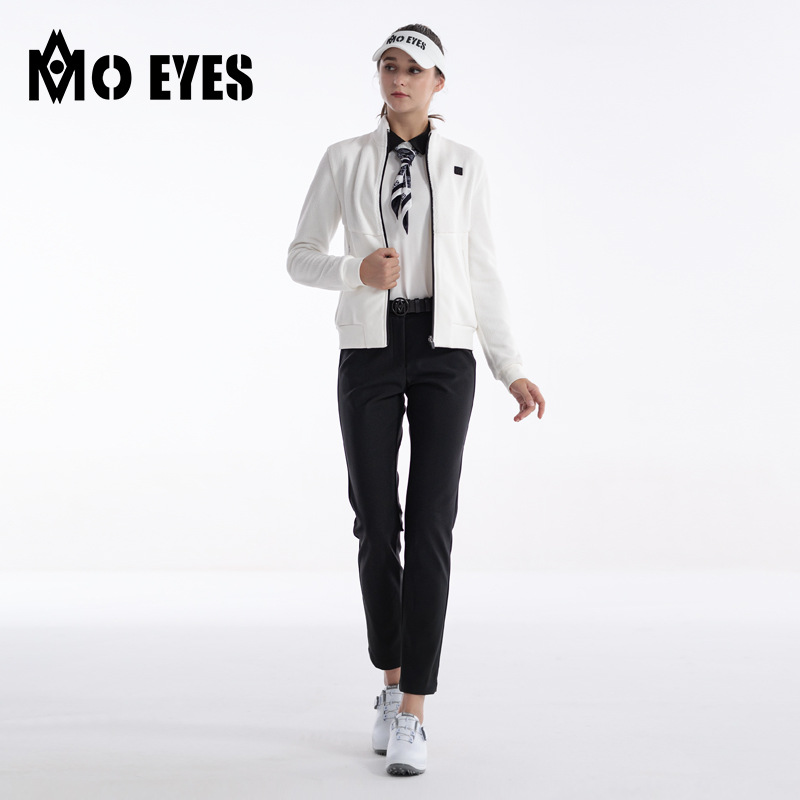 Áo khoác nữ vải nhung cực ấm phối màu thể thao golf mùa thu đông — M23KUZ014-Quần Trắng, M23YF024-Áo khoác trắng (Lông cừu cực), M23YF024-Áo khoác đen (Lông cừu cực), M23KUZ014-quần đen