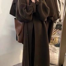 慵懒风中长款过膝针织开衫毛衣秋冬宽松小众设计高级大衣感软外套