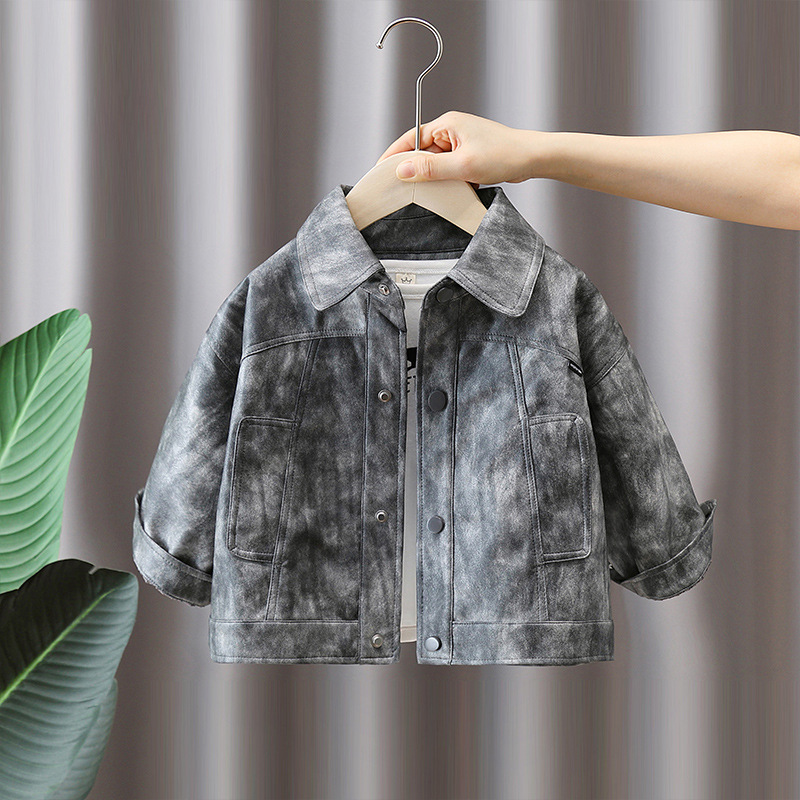 6082 chaqueta de cuero retro para niños 2024 nueva ropa para niños chaqueta de cuero de primavera y otoño para niños chaqueta coreana de otoño marea